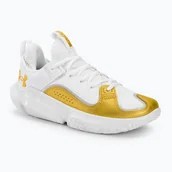 Buty sportowe męskie - Buty koszykarskie Under Armour Flow Futr X3 white/white/metallic gold - miniaturka - grafika 1