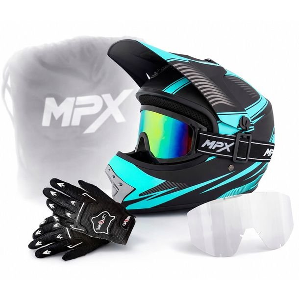 Kask na Quad Gogle Rękawice dziecięce Enduro Quad Cross BMX MTB Hulajnoga L