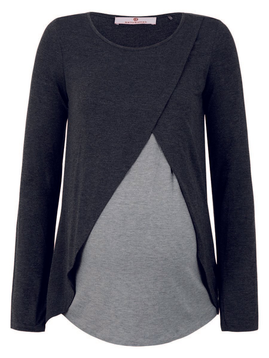 Damska bluzka do karmienia z długim rękawem grafitowa Bellybutton Maternity, r.XL