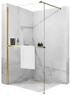 Ścianki i drzwi prysznicowe - Złota ścianka prysznicowa z półką i wieszakiem 80 cm Aero Gold Evo Rea _________________RABAT_10%_W_SKLEPIE_________________ - miniaturka - grafika 1