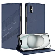Etui i futerały do telefonów - Etui na Iphone X / Iphone Xs, miękkie etui na telefon z klapką ze skóry PU z klapką - ciemnozielone Ciemny niebieski - miniaturka - grafika 1