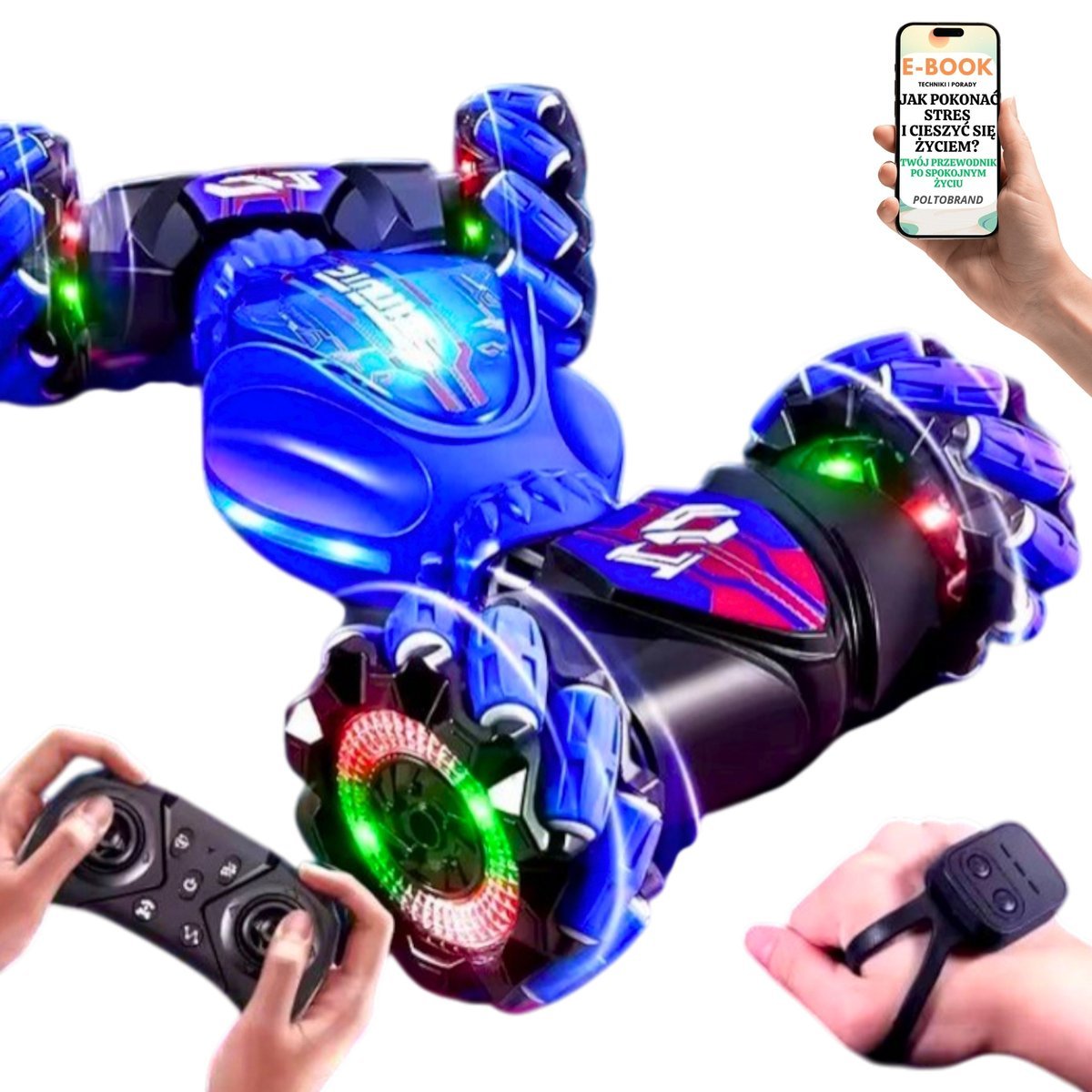 PREZENT URODZINOWY DLA CHŁOPCA AUTO ZDALNIE STEROWANE GESTAMI PILOT ŚWIATŁA DRIFT AKCJA Dla Wnuczka Syna + EBOOK-1