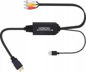 Złącza, przejściówki, adaptery - Pawonik Adapter AV RCA Cinch x3 - HDMI + USB-A czarny JL-C3011 - miniaturka - grafika 1