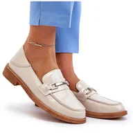 Mokasyny damskie - Vinceza Mokasyny Damskie Lakierowane Beżowe Nurea beżowy - miniaturka - grafika 1