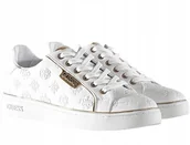 Półbuty damskie - Guess Półbuty Damskie Białe Ażurowe z Łańcuchem Miejskie 36 Gpb - miniaturka - grafika 1