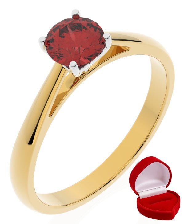 ZŁOTY PIERŚCIONEK ZARĘCZYNOWY 585 14k RUBIN 0,50 ct + PUDEŁKO R23