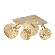 Lampy sufitowe - Lampa Sufitowa Żyrandol Bambusowa Beżowa Boho 4xE27 Regulowana Salon Nad Stół - miniaturka - grafika 1