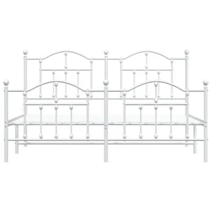 Metalowa rama łóżka z wezgłowiem i zanóżkiem, biała, 183x213 cm Lumarko! - Inne meble do sypialni - miniaturka - grafika 6