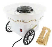 Urządzenia do czekolady i słodyczy - Maszynka do waty cukrowej Aptel AG137F biała + 200 patyczków - miniaturka - grafika 1