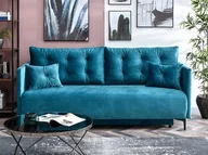 Sofy i kanapy - Stylowa Kanapa Z Pikowaniem Do Modnego Salonu Molly Turkusowy Welur - miniaturka - grafika 1