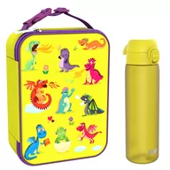 Lunch boxy - Zestaw Śniadaniowy Do Przedszkola Ion8 Dragons 4: Lunchbag I8Lbydrag I Butelka Ion8 I8Rf500Yel - miniaturka - grafika 1