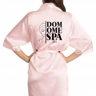 Piżamy damskie - SZLAFROK SATYNOWY RÓŻOWY Na Prezent DOMOWE SPA IMIĘ Różne Wzory - miniaturka - grafika 1