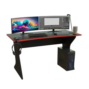 Biurko gamingowe 140 cm czarno-czerwone BASESTAR204 - Biurka gamingowe - miniaturka - grafika 1
