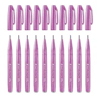 Długopisy - Pentel SES15C-P2X Brush Sign Pen różowo-liliowy, pisak z włókien, końcówka podobna do pędzli, 10 sztuk - miniaturka - grafika 1