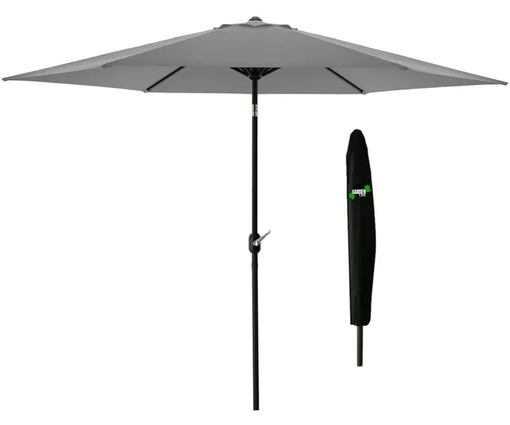 Parasol Ogrodowy Składany Solidny 3 M Skośny Z Korbką Xl Szary