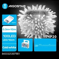 Oświetlenie świąteczne - Lampki choinkowe Aigostar Lampki choinkowe-ozdobne na 3 baterie AA, Zimna biel, 10m Płaska taśma świetlna na 3 baterie AA, Zimna biel, 10m - miniaturka - grafika 1