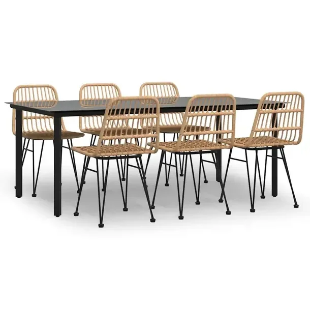 Zestaw jadalniany do ogrodu 200x100x74 cm, czarny, rattan PE, stal