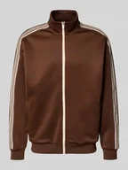 Bluzy męskie - Bluza rozpinana o kroju relaxed fit z paskami w kontrastowym kolorze Model 'RIBER' - miniaturka - grafika 1