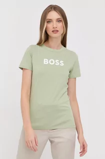 Koszulki i topy damskie - Boss BOSS t-shirt bawełniany kolor zielony - Boss - grafika 1