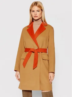 Tommy Hilfiger Płaszcz wełniany Blend WW0WW31032 Brązowy Regular Fit - Płaszcze damskie - miniaturka - grafika 1