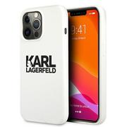 Etui i futerały do telefonów - Karl Lagerfeld Silicone Stack Logo - Etui iPhone 13 Pro Max (biały) KLHCP13XSLKLWH - miniaturka - grafika 1