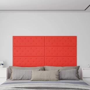 vidaXL Panele ścienne, 12 szt., czerwone, 90x30 cm, sztuczna skóra 344004 - Panele ścienne i boazeria - miniaturka - grafika 1