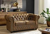 Sofy i kanapy - CHESTERFIELD Sofa Materiał + drewno - miniaturka - grafika 1