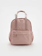 Plecaki - Reserved - Plecak z ozdobnym haftem - pastelowy róż - miniaturka - grafika 1