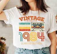 Koszulki i topy damskie - Koszulka na 40 urodziny damska VINTAGE BIAŁA - miniaturka - grafika 1