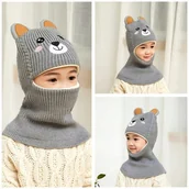 Czapki dla dzieci - Czapka dziecięca Kominiarka Komin Miś Uszy Polar szalik jesień zima wiosna - miniaturka - grafika 1