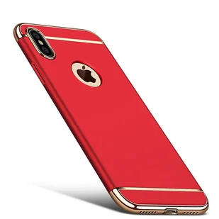 Etui na telefon komórkowy Etui ochronne na Apple iPhone XS Bumper 3 w 1 Cover Chrome Case Red - Etui i futerały do telefonów - miniaturka - grafika 1