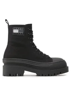 Tommy Hilfiger Botki Tjw Foxing Canvas EN0EN02216 Czarny - Botki damskie - miniaturka - grafika 1