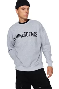 TRENDYOL Męska bluza - beżowa - oversize, Szary, M - Bluzy męskie - miniaturka - grafika 1