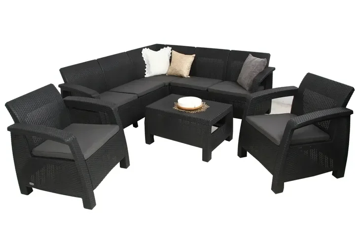 Narożnik RELAX SET i 2 fotele CORFU XG103 meble ogrodowe GRAFIT