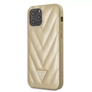 Guess GUHCP12MPUVQTMLBE iPhone 12/12 Pro 6,1" złoty/gold hardcase V-Quilted Collection - Etui i futerały do telefonów - miniaturka - grafika 1