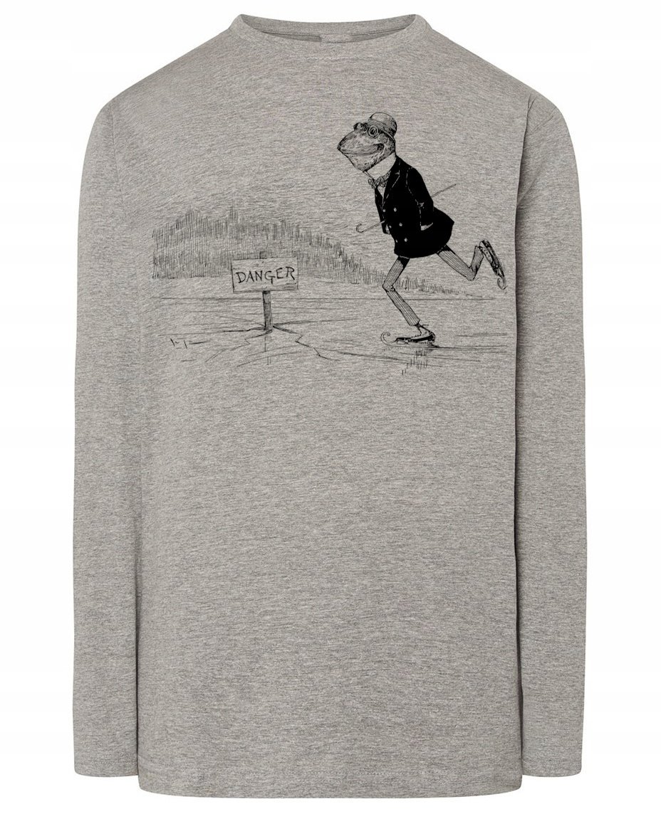 Longsleeve zabawny nadruk ŻABA NA ŁYŻWACH r.4XL
