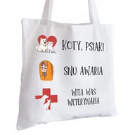 Torby i wózki na zakupy - Torba Bawełniana biała dla Weterynarza Na Prezent ekologiczna Trwały Nadruk - miniaturka - grafika 1