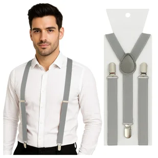 Szelki do spodni 2,5 cm jasnyszary - Dodatki do ubrań - miniaturka - grafika 1