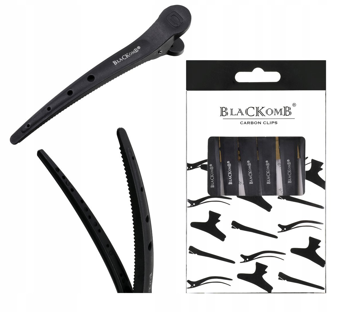 Klipsy Klamry Do Włosów SPINKI Fryzjerskie Na Włosy 6 SZT KARBONOWE MOCNE