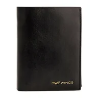 Portfele - Portfel męski ze skóry bydlęcej Wings, 13 x 10 x 2 cm, RFID, czarny - miniaturka - grafika 1