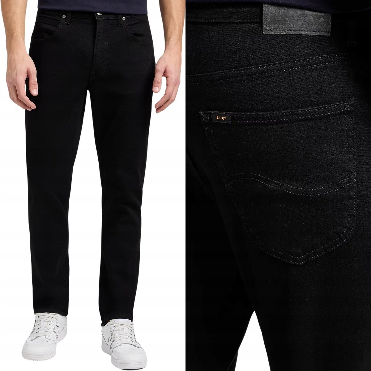 Lee BROOKLYN Clean Black klasyczne czarne proste spodnie jeansowe W38 L34