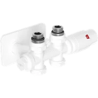 Zawory i kraniki - Mexen G00 zestaw termostatyczny kątowy/prosty z maskownicą S, Duplex, DN50, biały - W908-900-910-20 - miniaturka - grafika 1