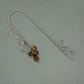 Zakładki do książek - Zakładka do książki metalowa tygrysie oko ozdobna wire wrapping - miniaturka - grafika 1