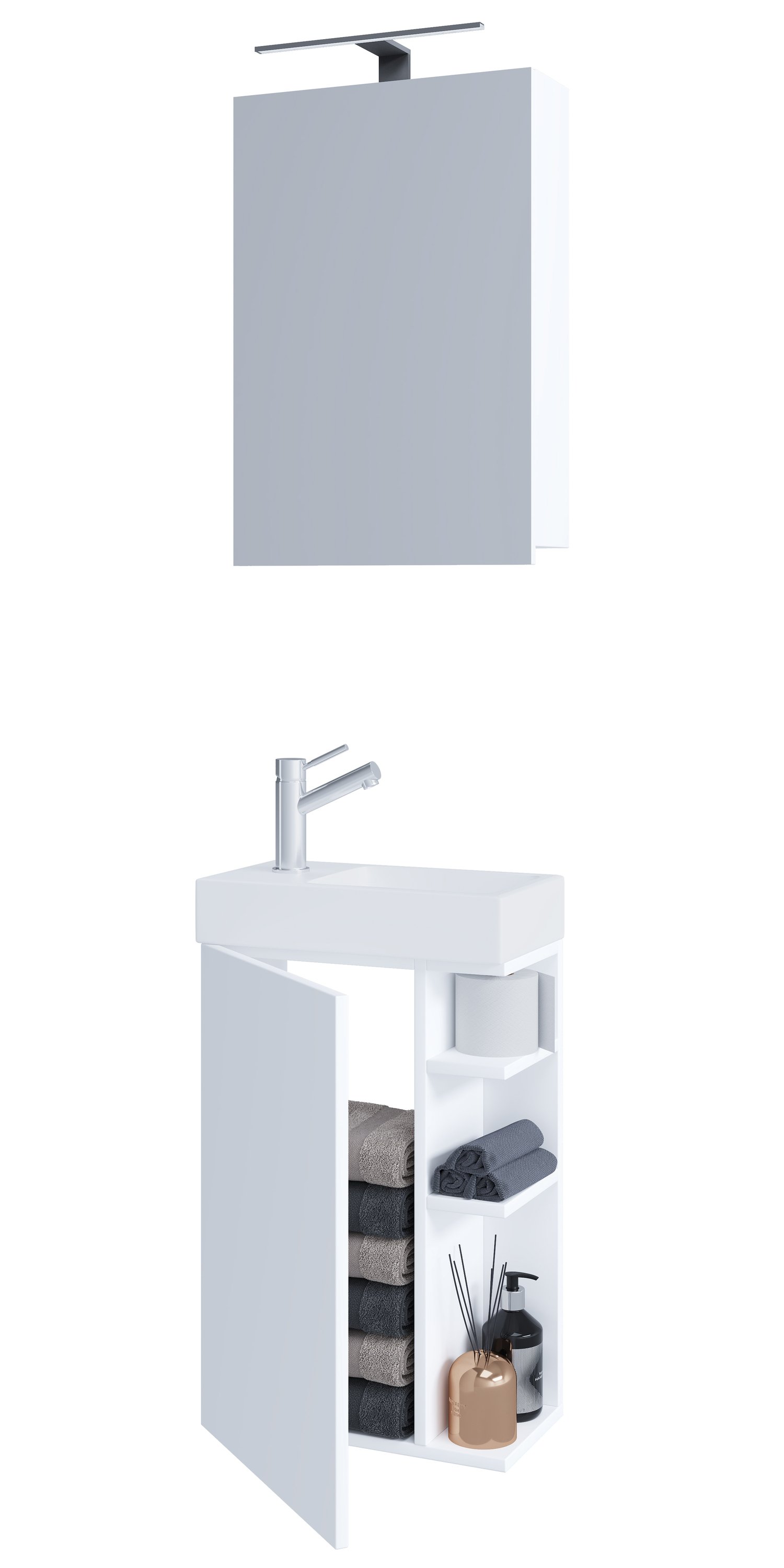 umywalka 2-częściowa Szafka łazienkowa z lustrem Lumia