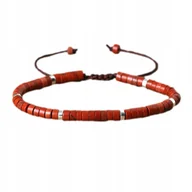 Bransoletki - Bransoletka Damska Kamień Naturalny Jaspis Czerwony 2 x 4 mm Regulowany - miniaturka - grafika 1