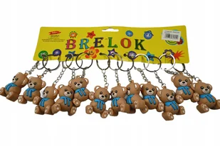 MIŚ Z KOKARDĄ BRELOK DO KLUCZY TOREBKI PLECAKA BRĄZOWY MISIEK ZESTAW 12SZT - Breloki - miniaturka - grafika 1