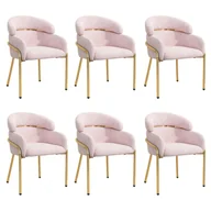 Krzesła - Zestaw 6 krzeseł do jadalni - 45x53x79cm - nogi metalowe - Tkanina welurowa - Różowy - miniaturka - grafika 1