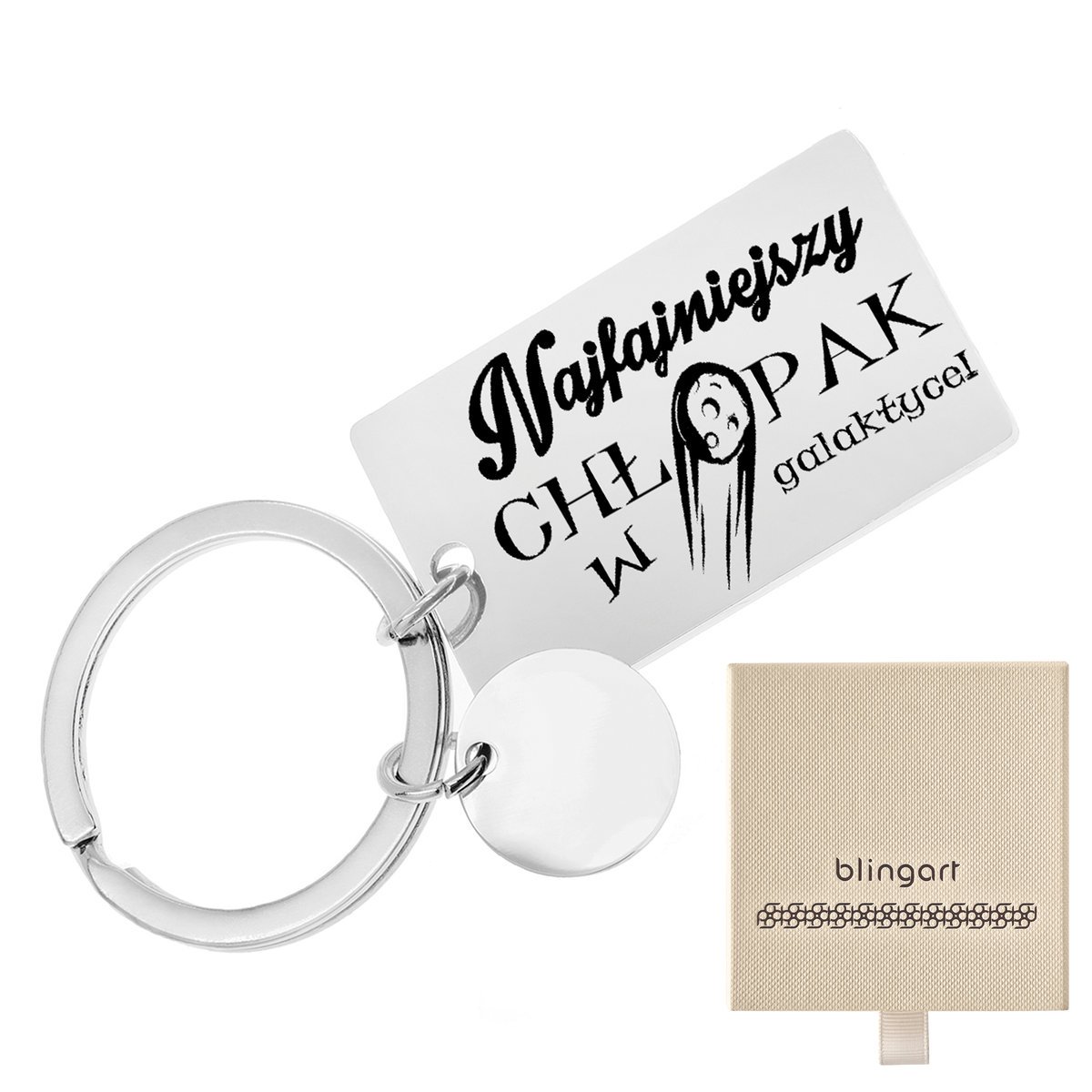 Brelok do kluczy Z GRAWEREM stal 316L