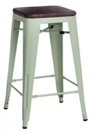 Taborety i hokery - D2.DESIGN Hoker Paris Wood 65cm zielony sosna orze ch 96320 - miniaturka - grafika 1