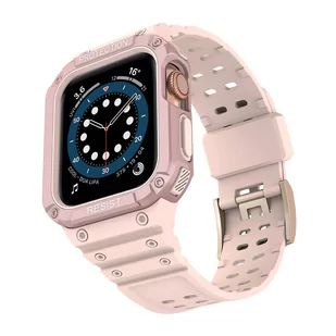 Protect Strap Band opaska z etui do Watch 7 / 6 / 5 / 4 / 3 / 2 / SE (45 / 44 / 42mm) obudowa pancerny pokrowiec na zegarek różowy - Etui i futerały do telefonów - miniaturka - grafika 2